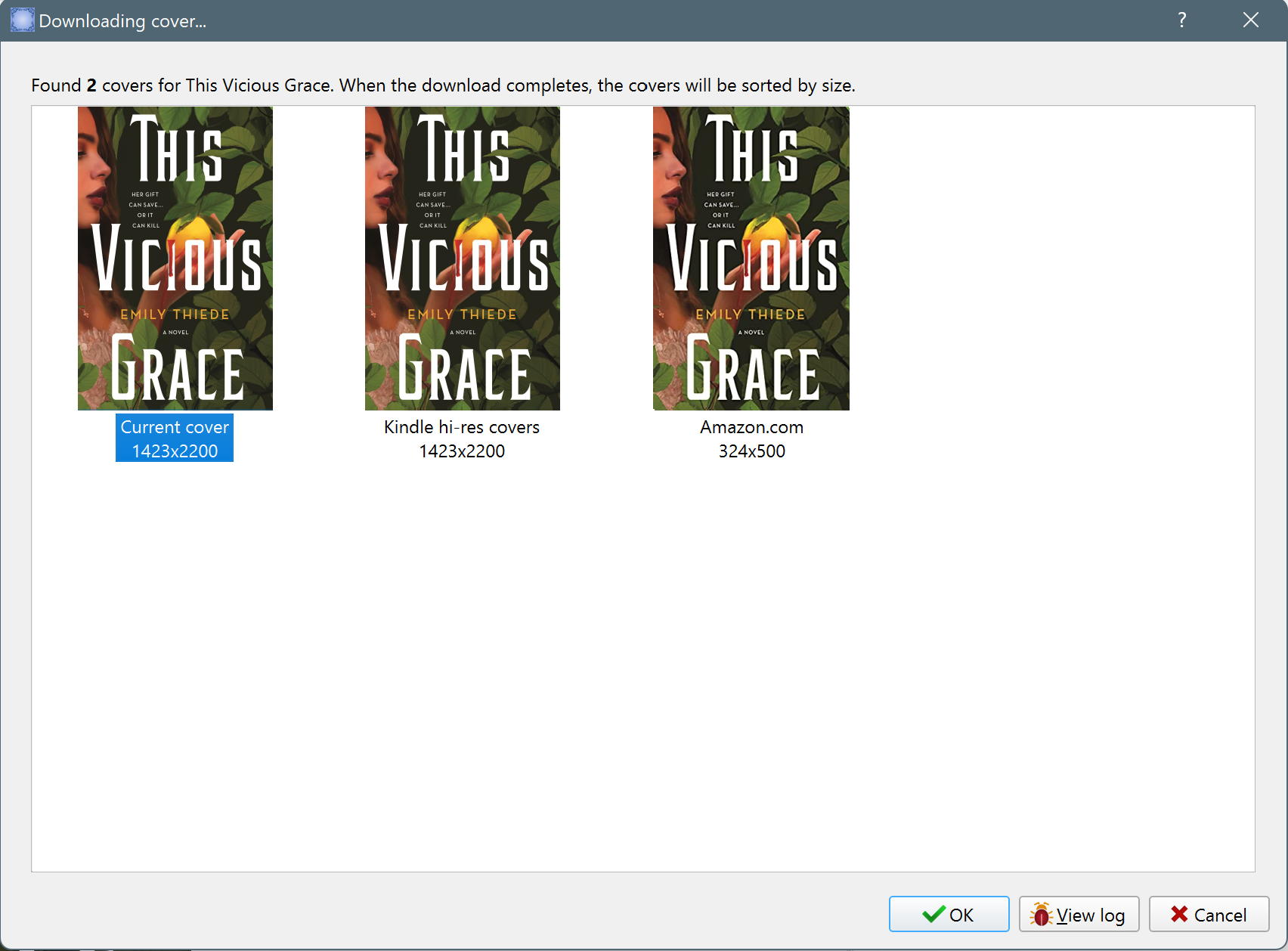 Window showing a high-resolution image for Kindle e-books