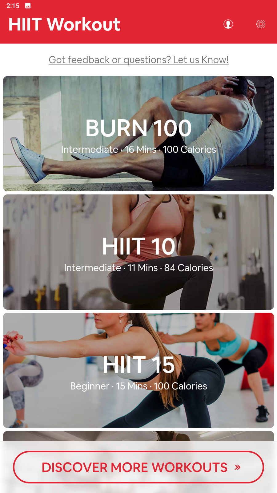 Dashboard in HIIT Workouts app