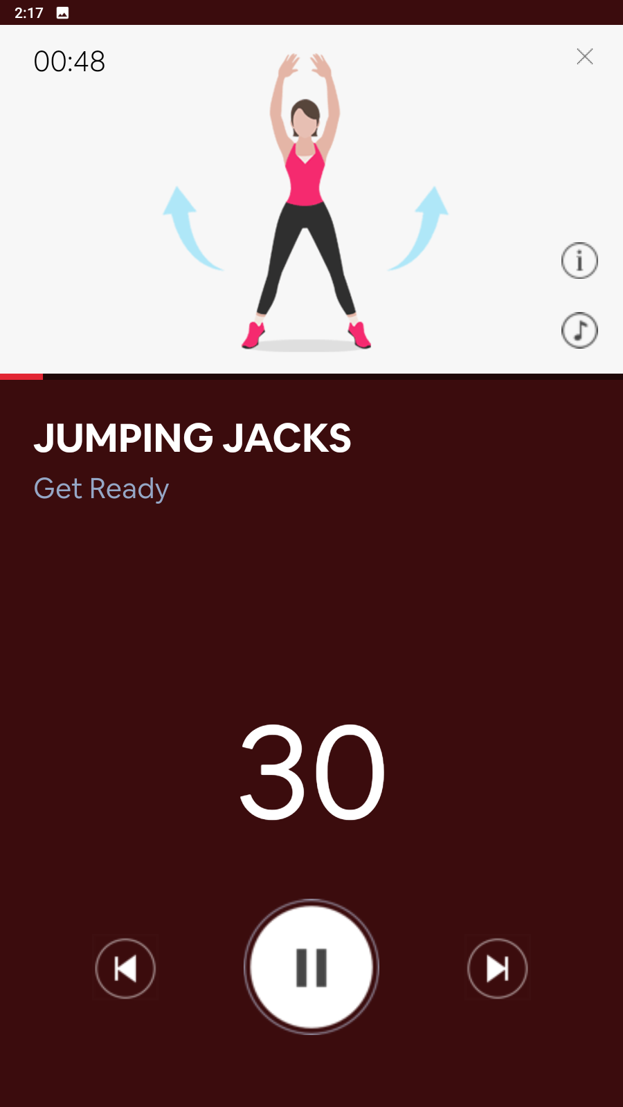 Timer-based workout session in HIIT Workouts app
