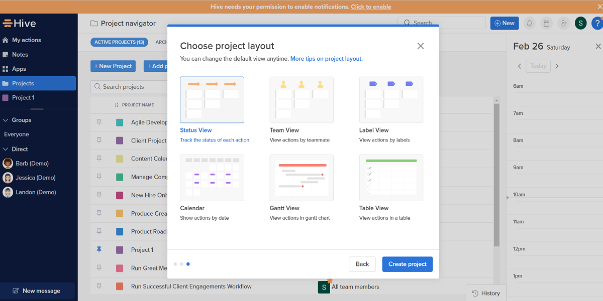 Screenshot of Project Layout Window in Hive