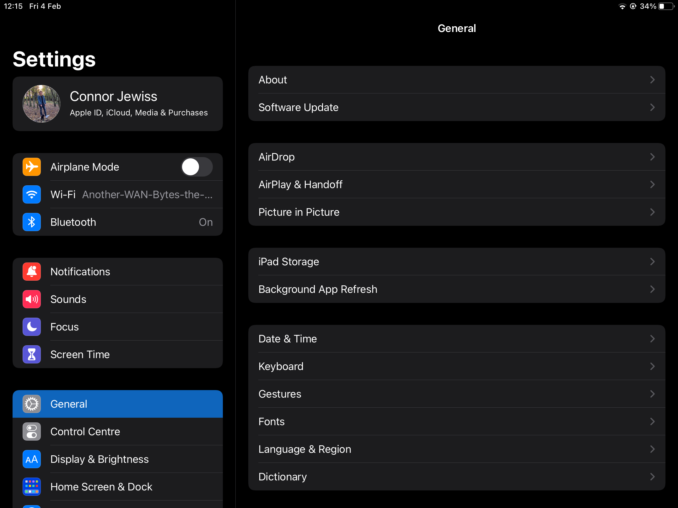 iPad Settings Screenshot