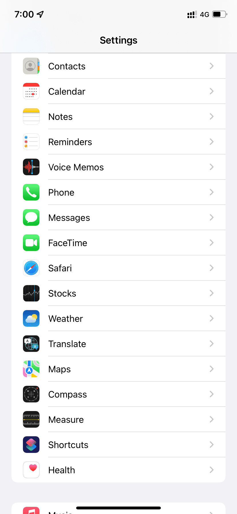 iPhone Settings showing Safari