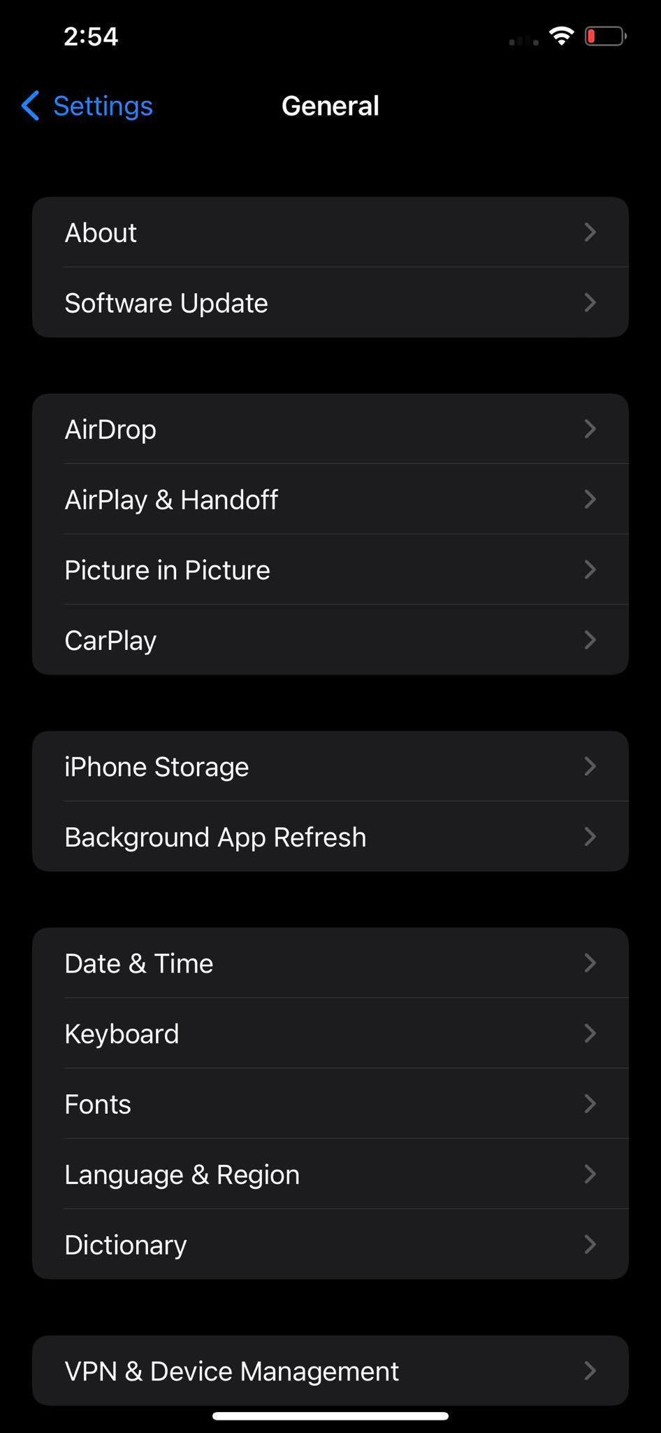 iPhone Storage Option in General Settings of iOS