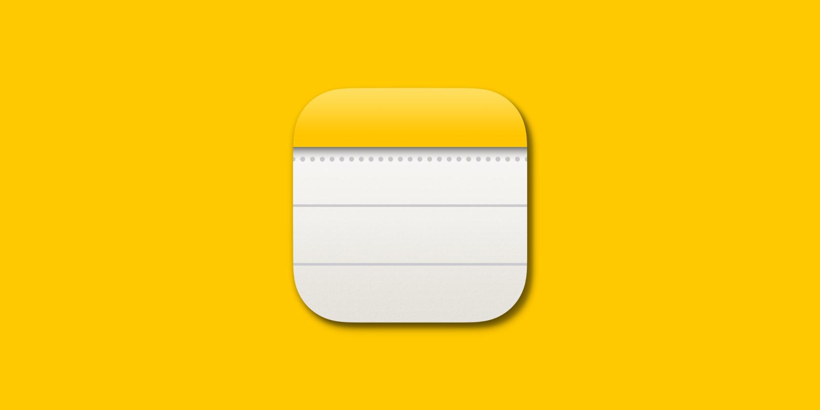 Iphone and mac notes app icon on a yellow background