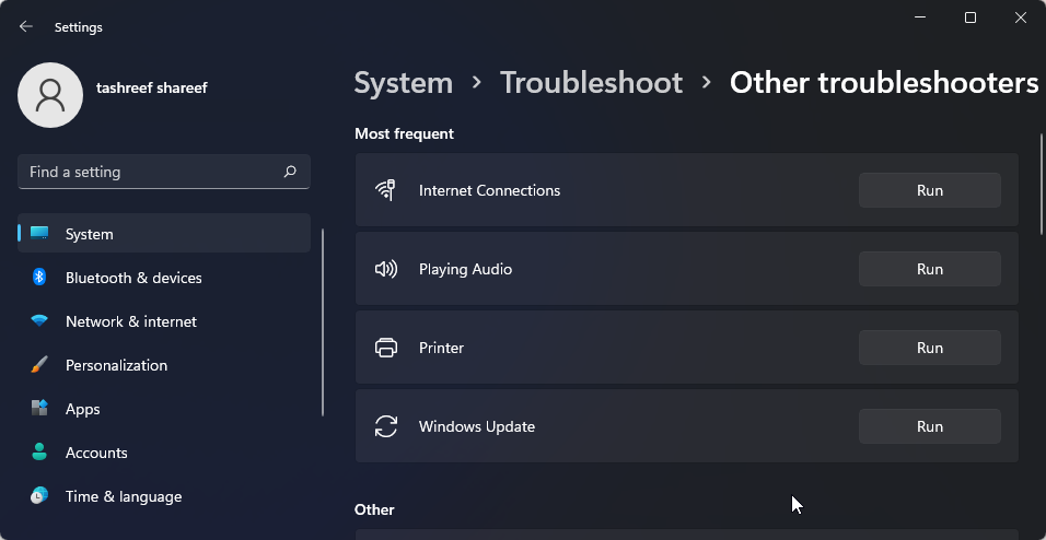 internet connection troubleshooter run
