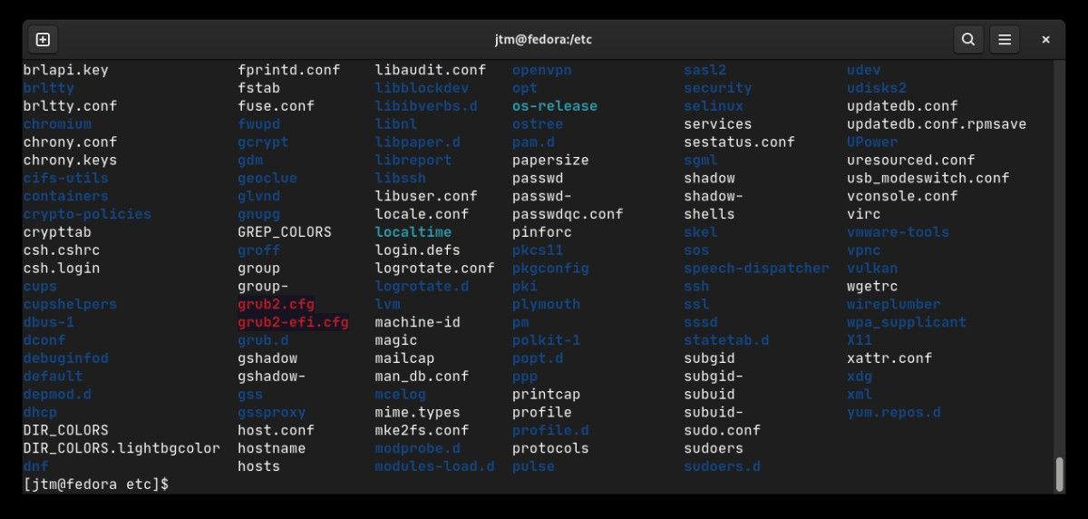 Linux ls command output