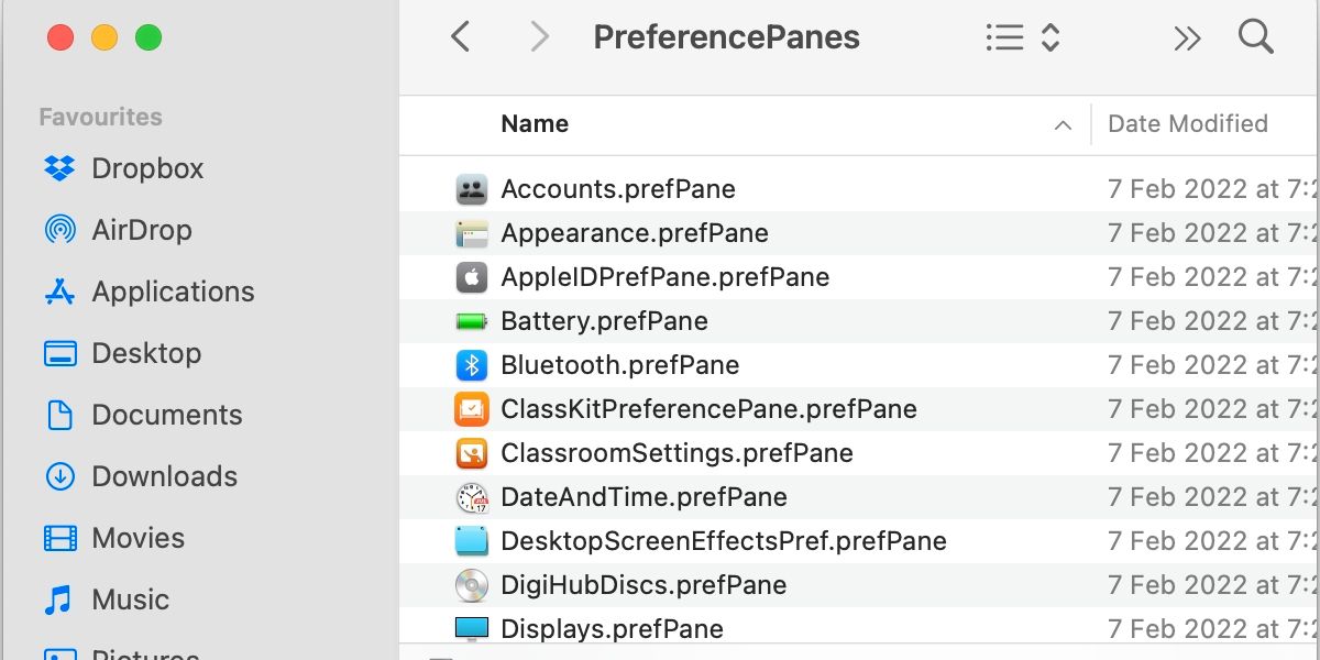 macOS Finder preference panes folder
