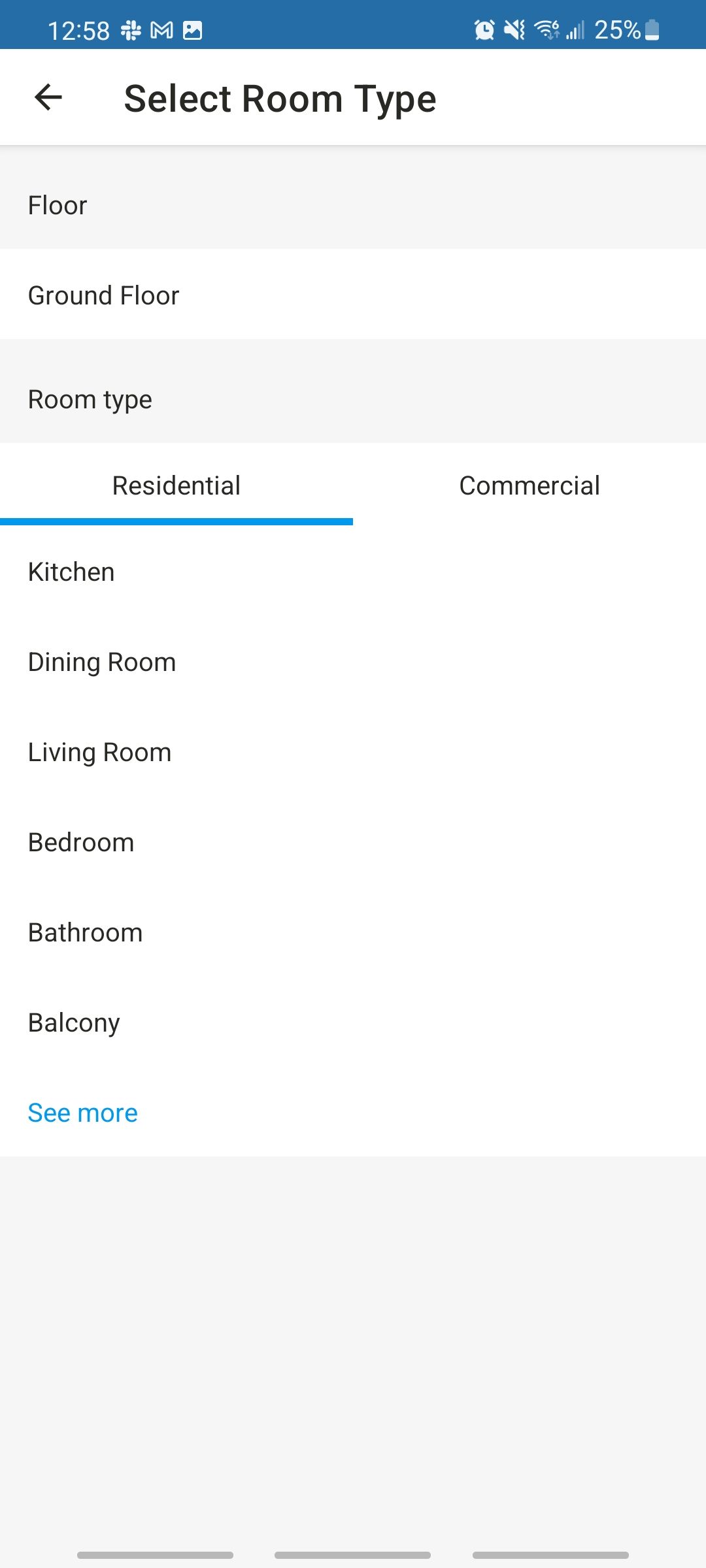 magicplan app showing different pre-selected rooms