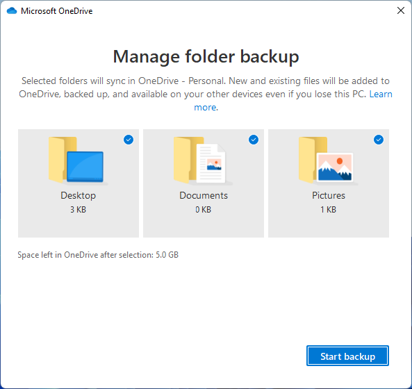 manage folder backup