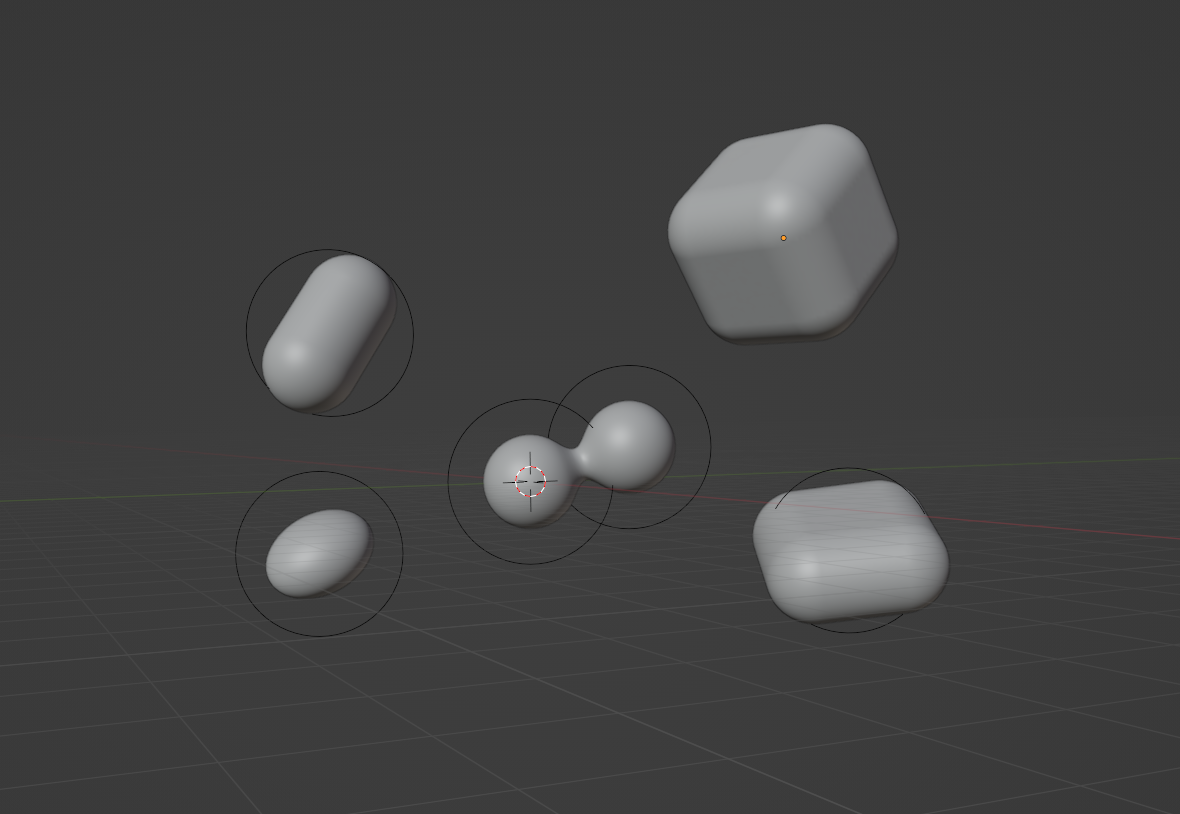 A bunch of metaobjects in Blender.