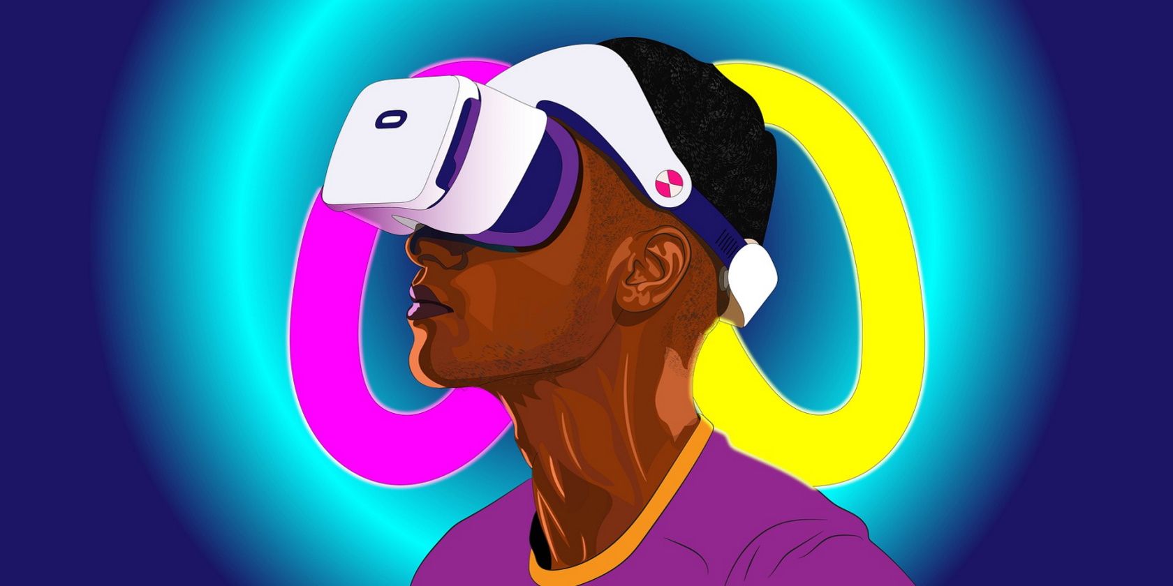 an illustration of a man wearing a VR headset