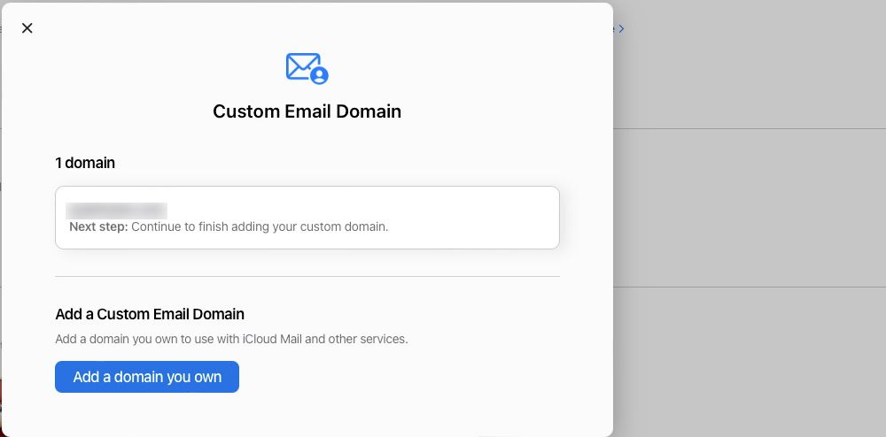 A screenshot shows the box for connecting a personal domain to iCloud+