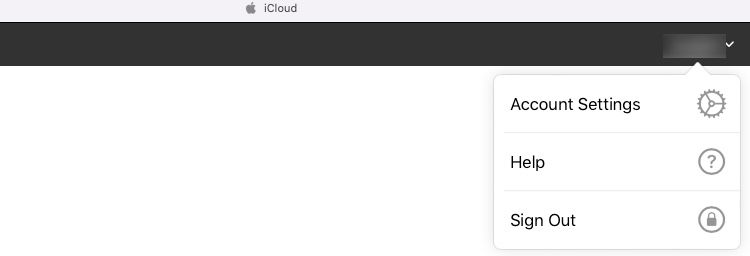 A screenshot shows the iCloud.com dropdown with account settings.