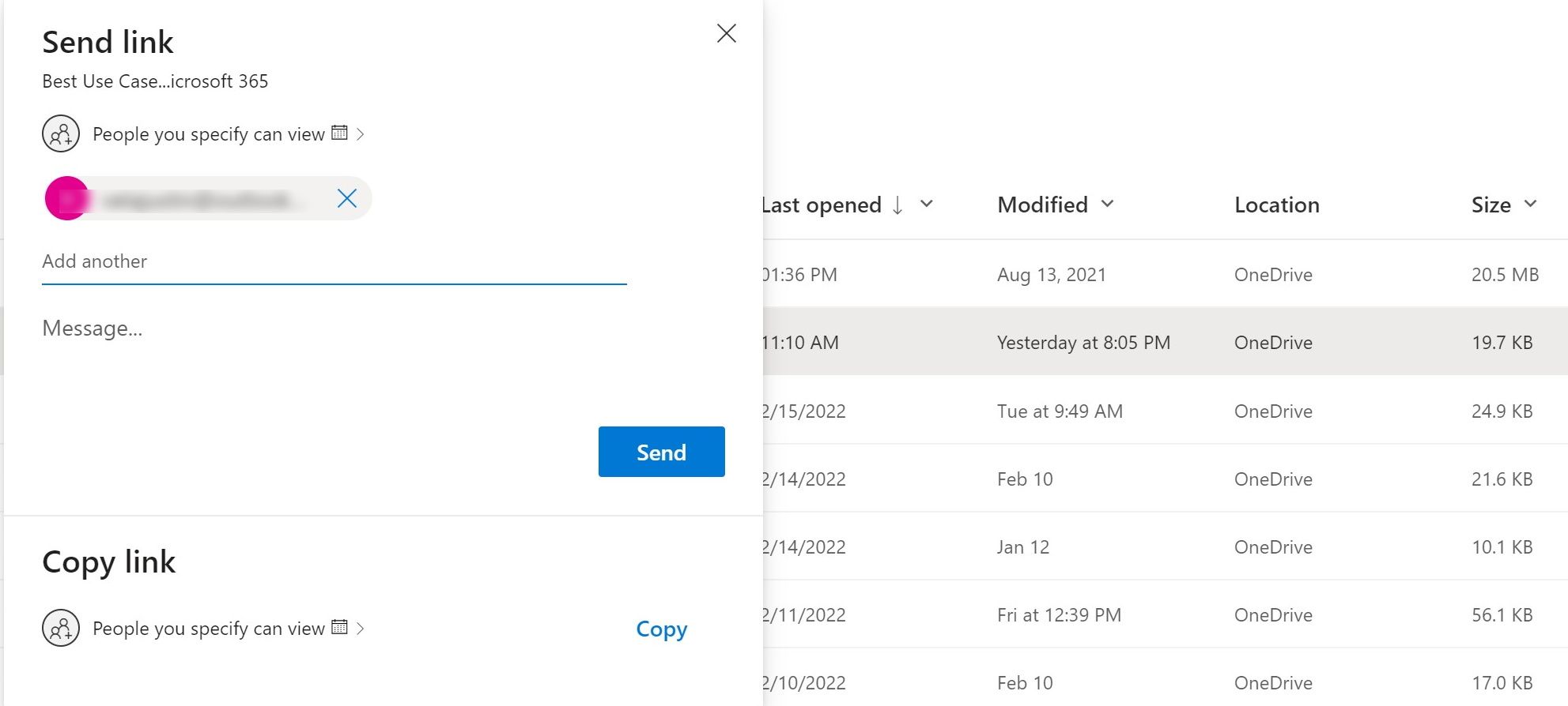 A screenshot shows changed sharing permissions in Microsoft 365 OneDrive.