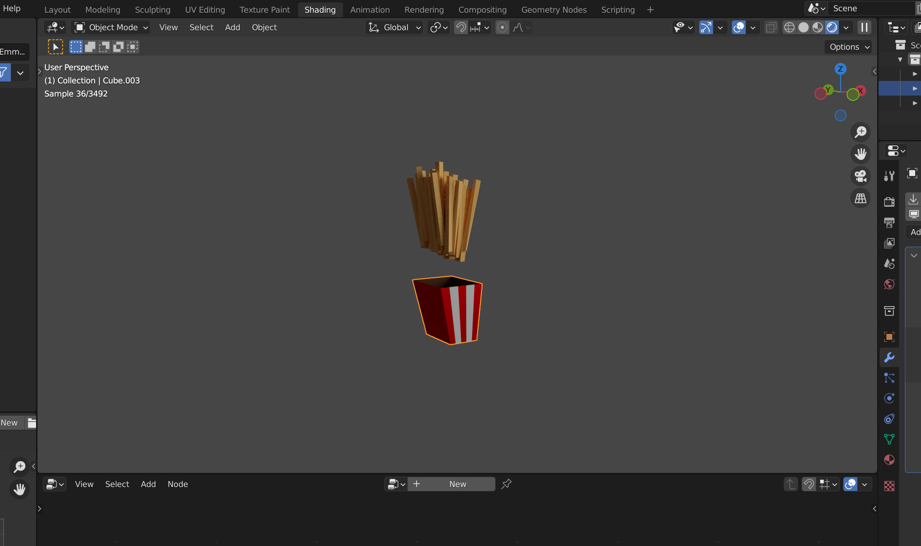 Some French fries, created with Blender.