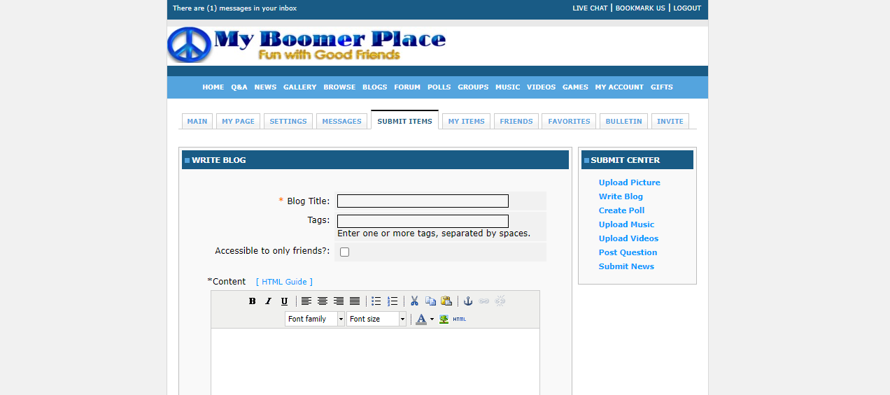 My Boomer Place website screenshot