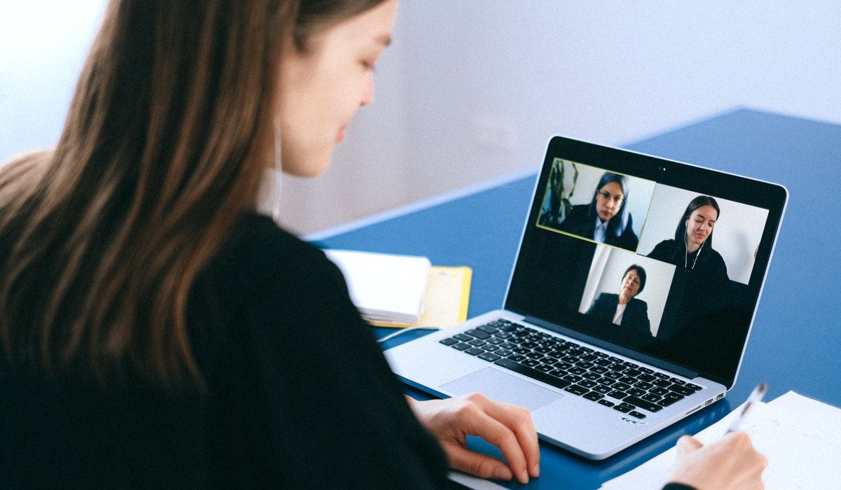 A woman on a video call