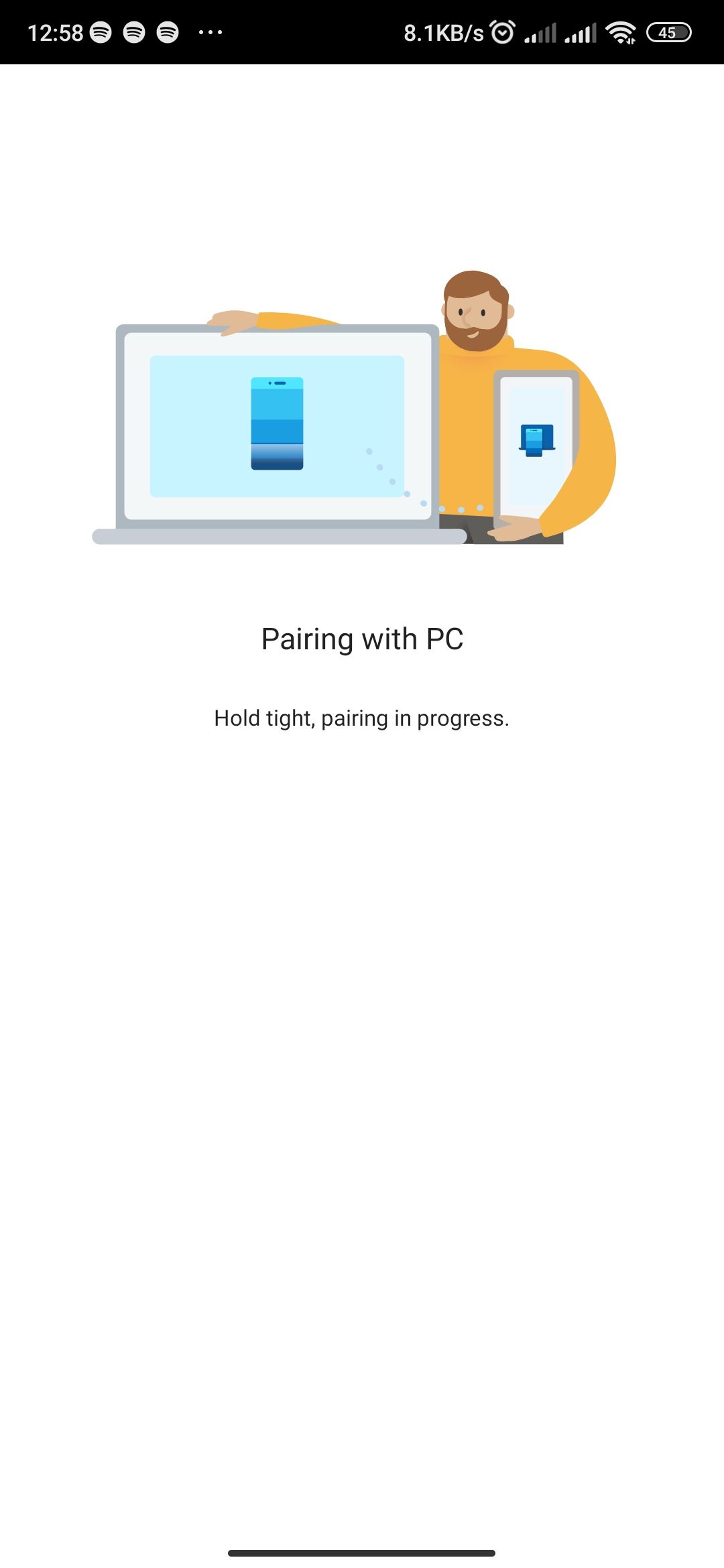 Pairing process in Your Phone Companion app