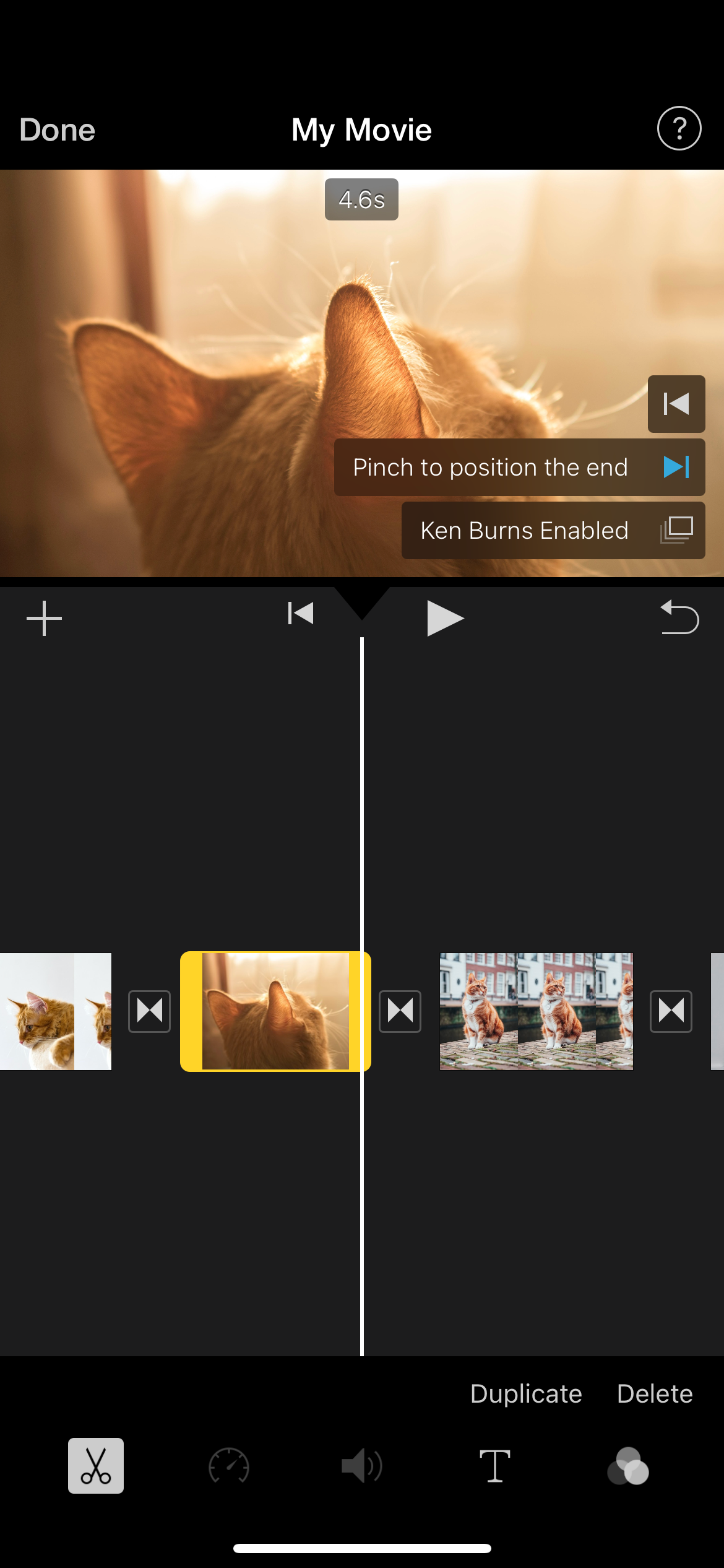 select photo in iphone imovie