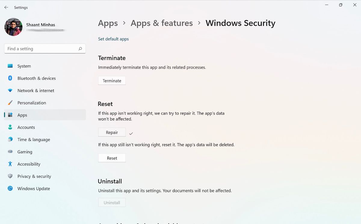 Windows Security tidak ada di Windows 11