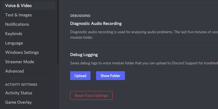 resetting voice settings on Discord
