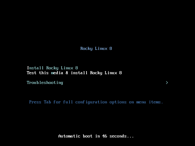 Rocky Linux Initial Installation Screen