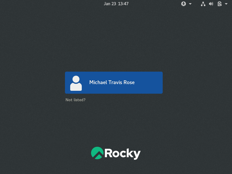 Rocky Linux - Login to your new Rocky Linux installation.