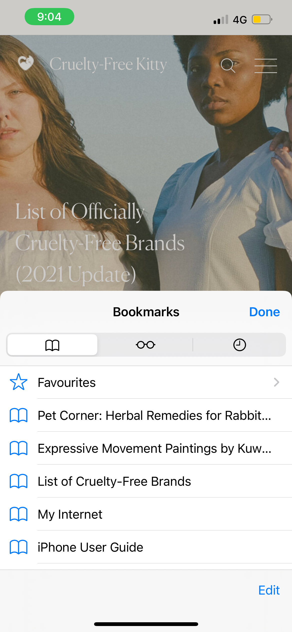 bookmark list on iphone safari