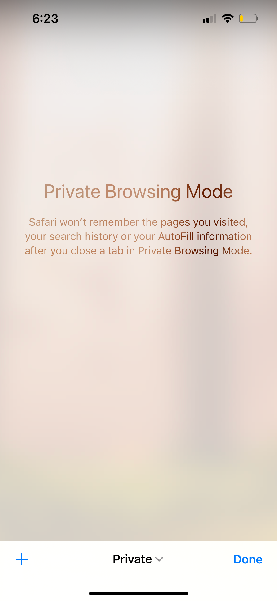 private browsing mode on safari app