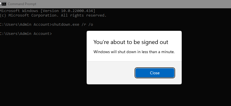 Windows 11 prompt to restart