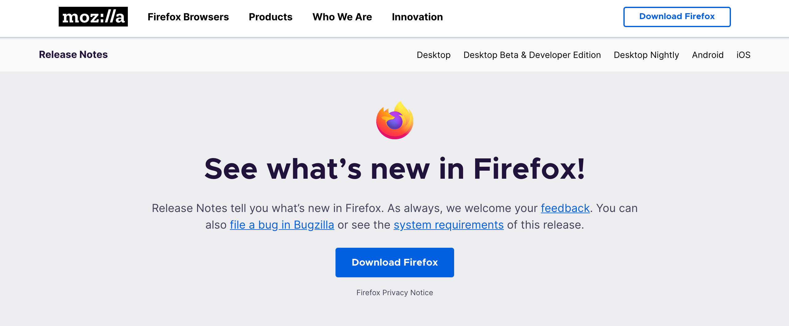 screenshot of firefox website on desktop