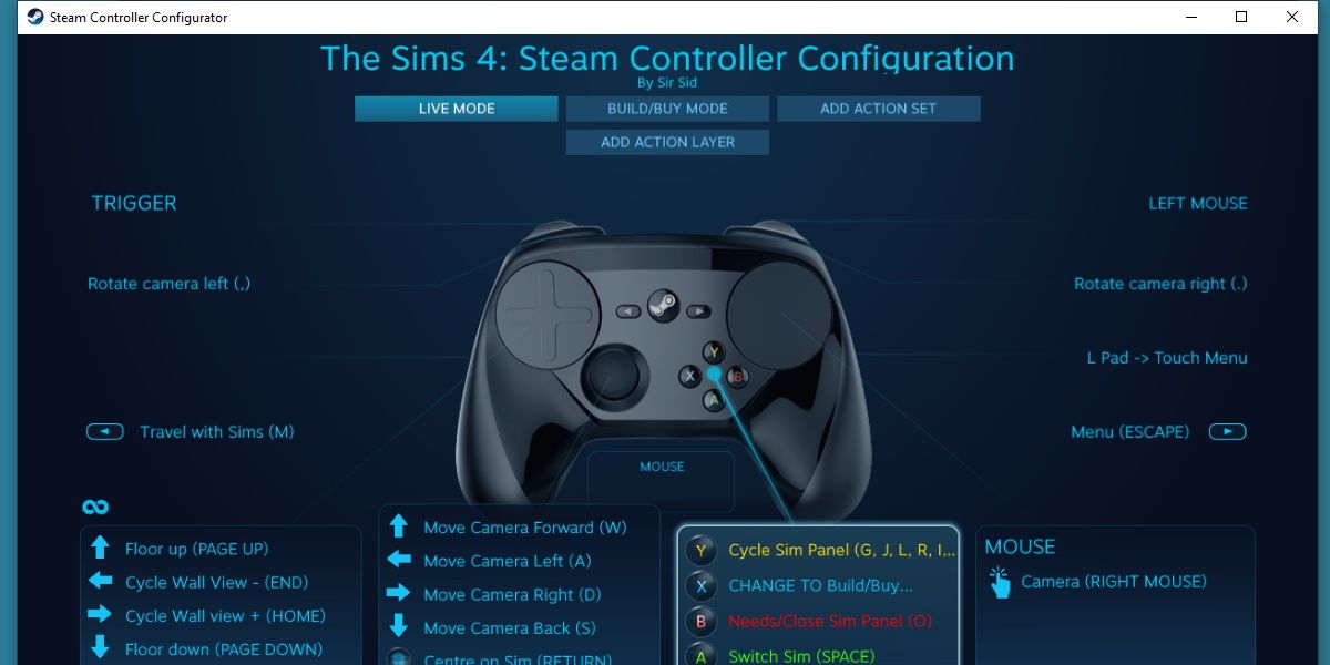 screenshot of the steam controller configurator 