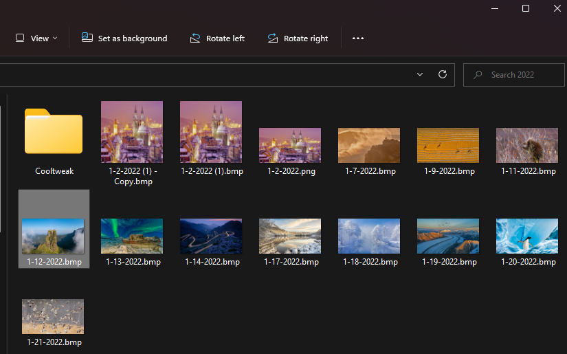 The Set as background option in File Explorer