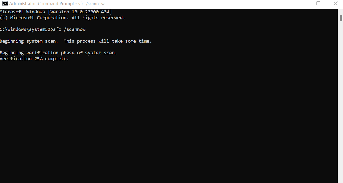 execution of sfc scan in command prompt