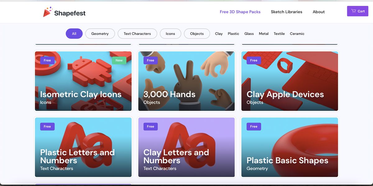 Screenshot of Shapefest library of 3D design  assets