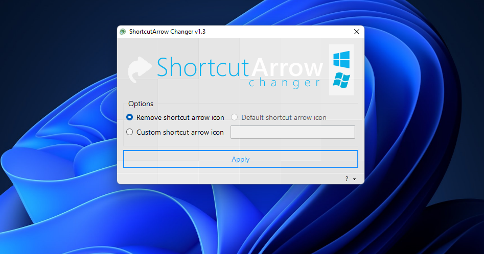 The ShortcutArrow Changer window 