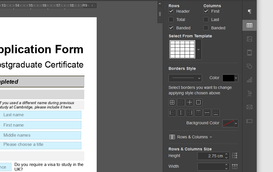 Edit OFORM form properties