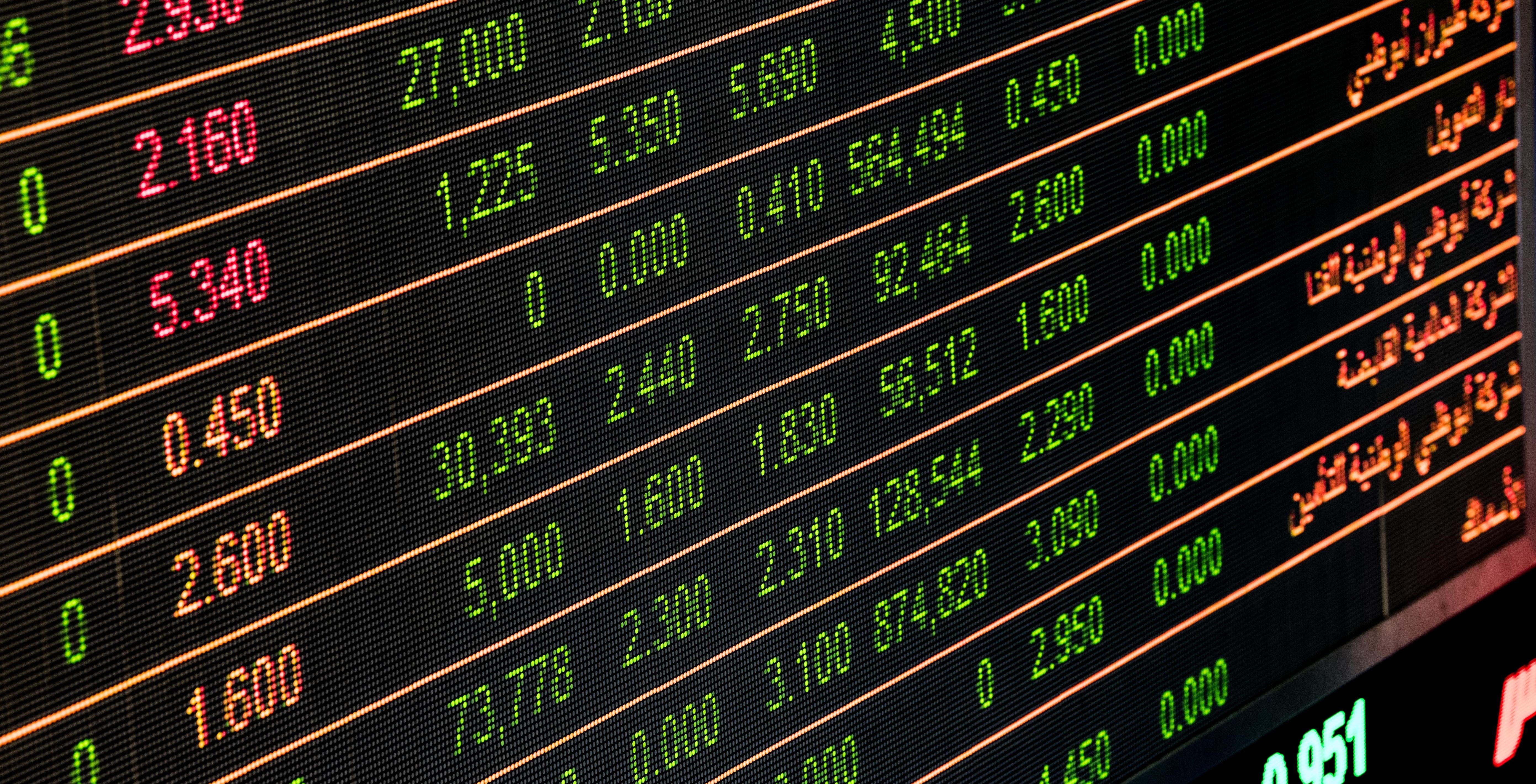 stock figures on screen