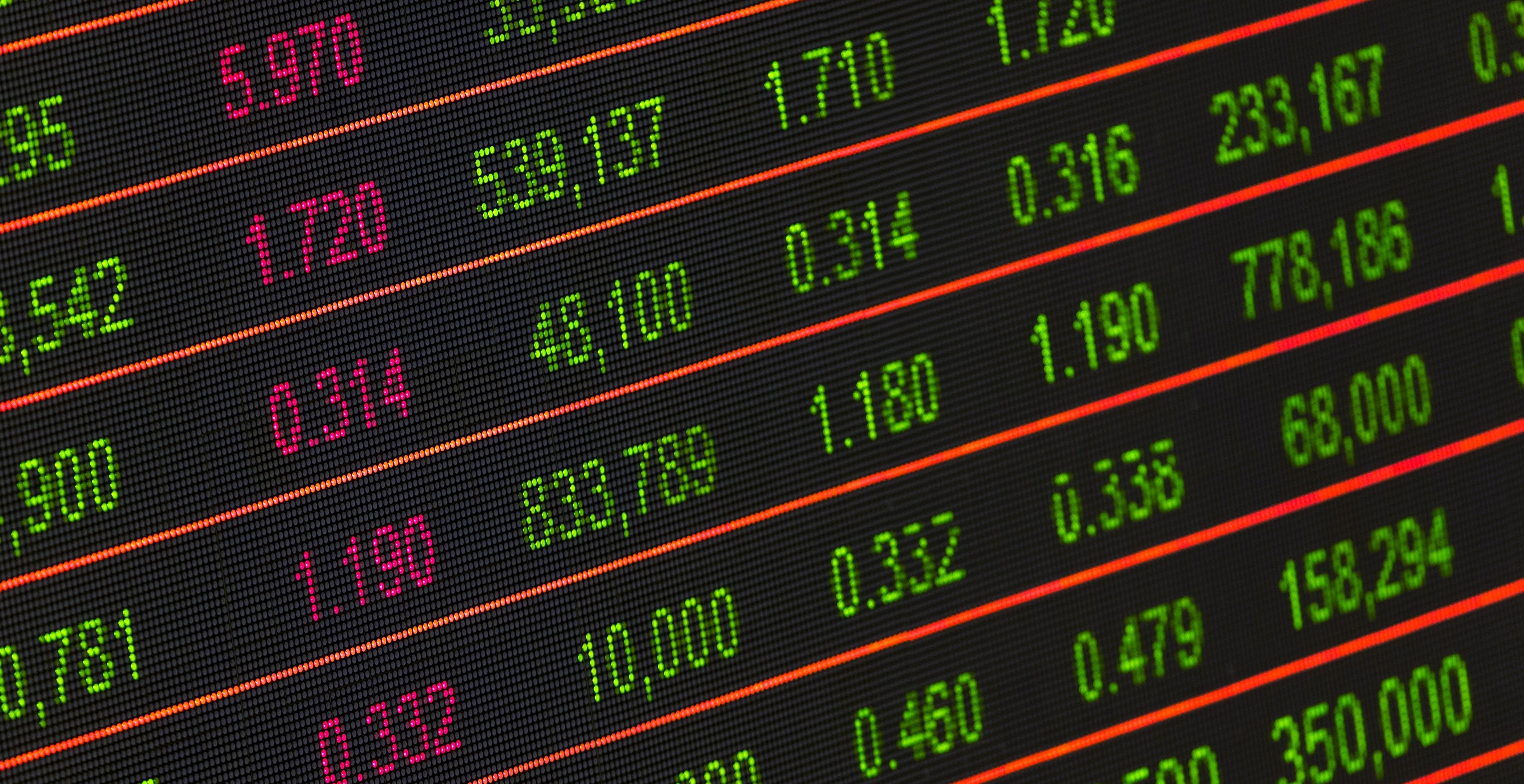 stock exchange figures on screen