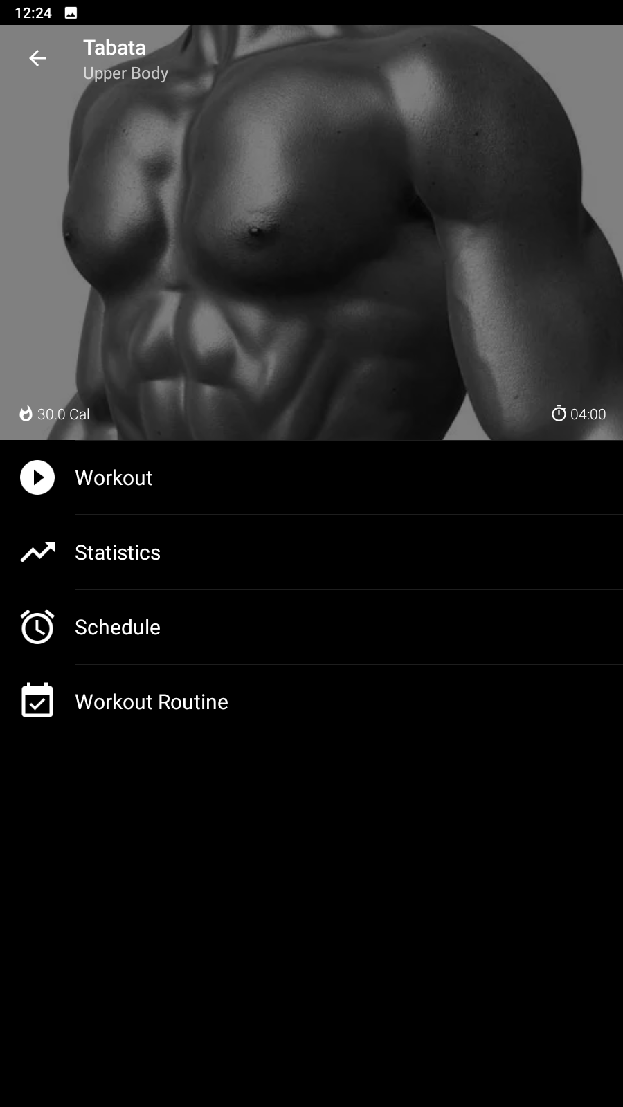 Upper body workout plan in the Tabata app