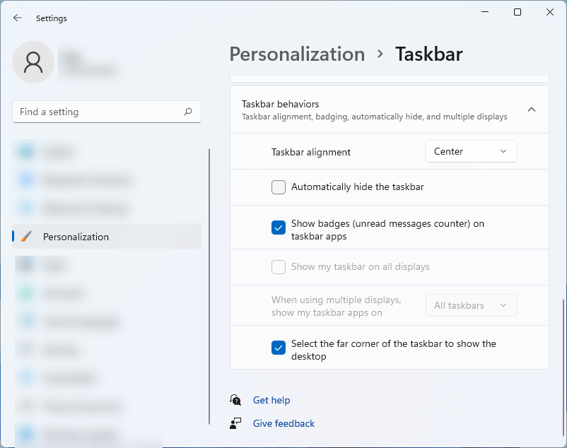taskbar behaviors