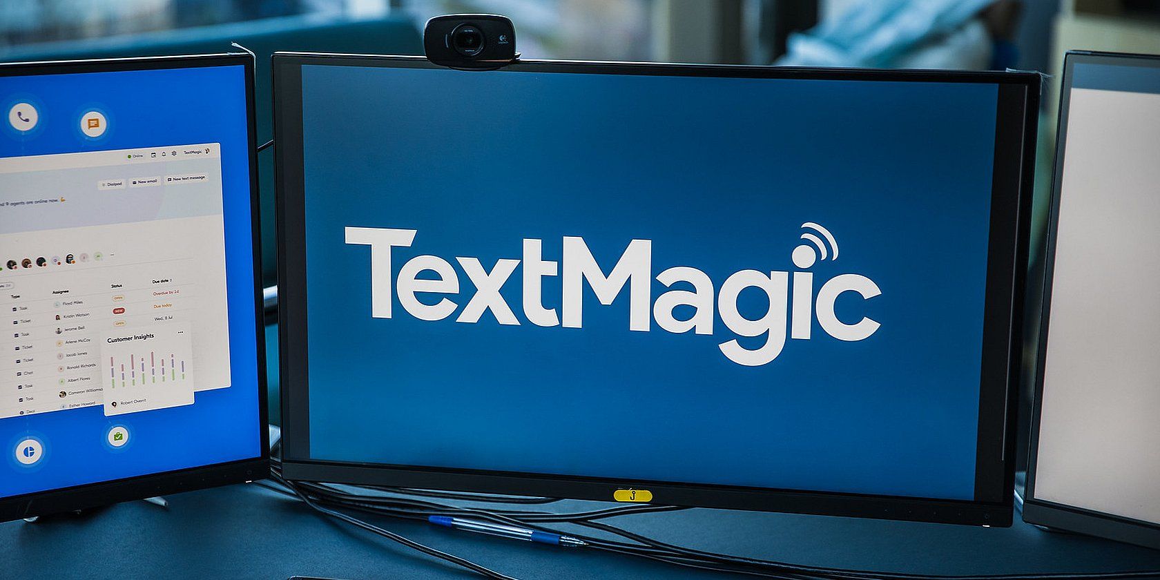 textmagic logo on monitor