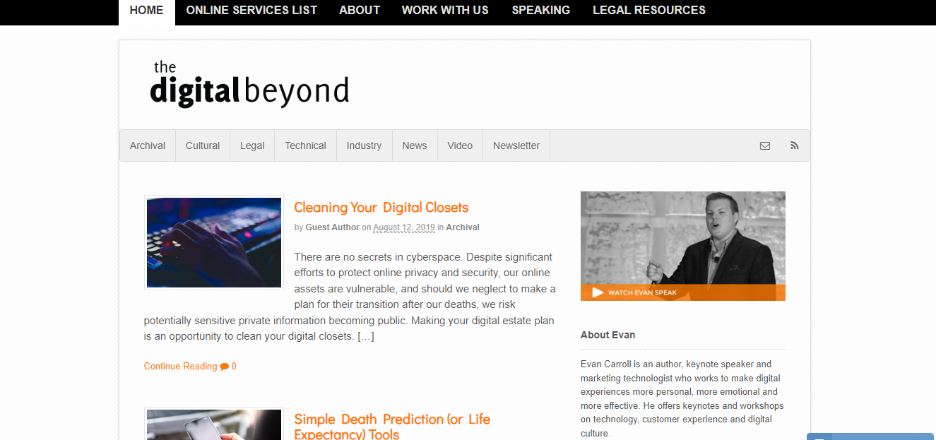 Preview of The Digital Beyond Homepage