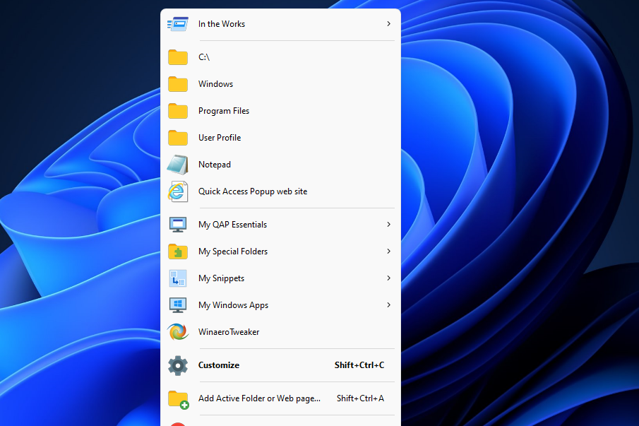 The middle-click menu 