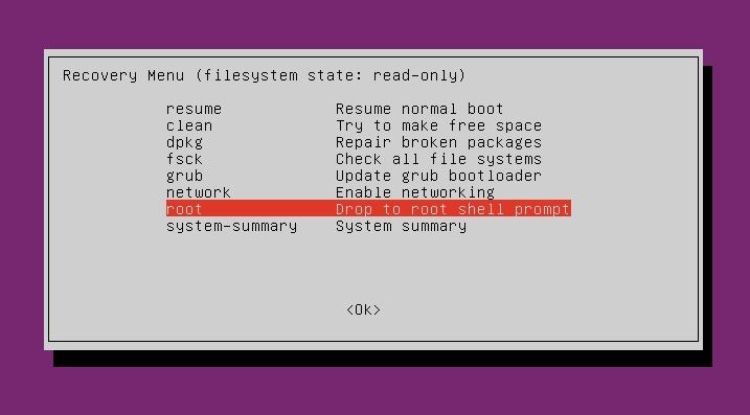 ubuntu recovery menu