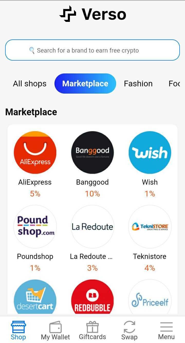 verso app shop list screenshot