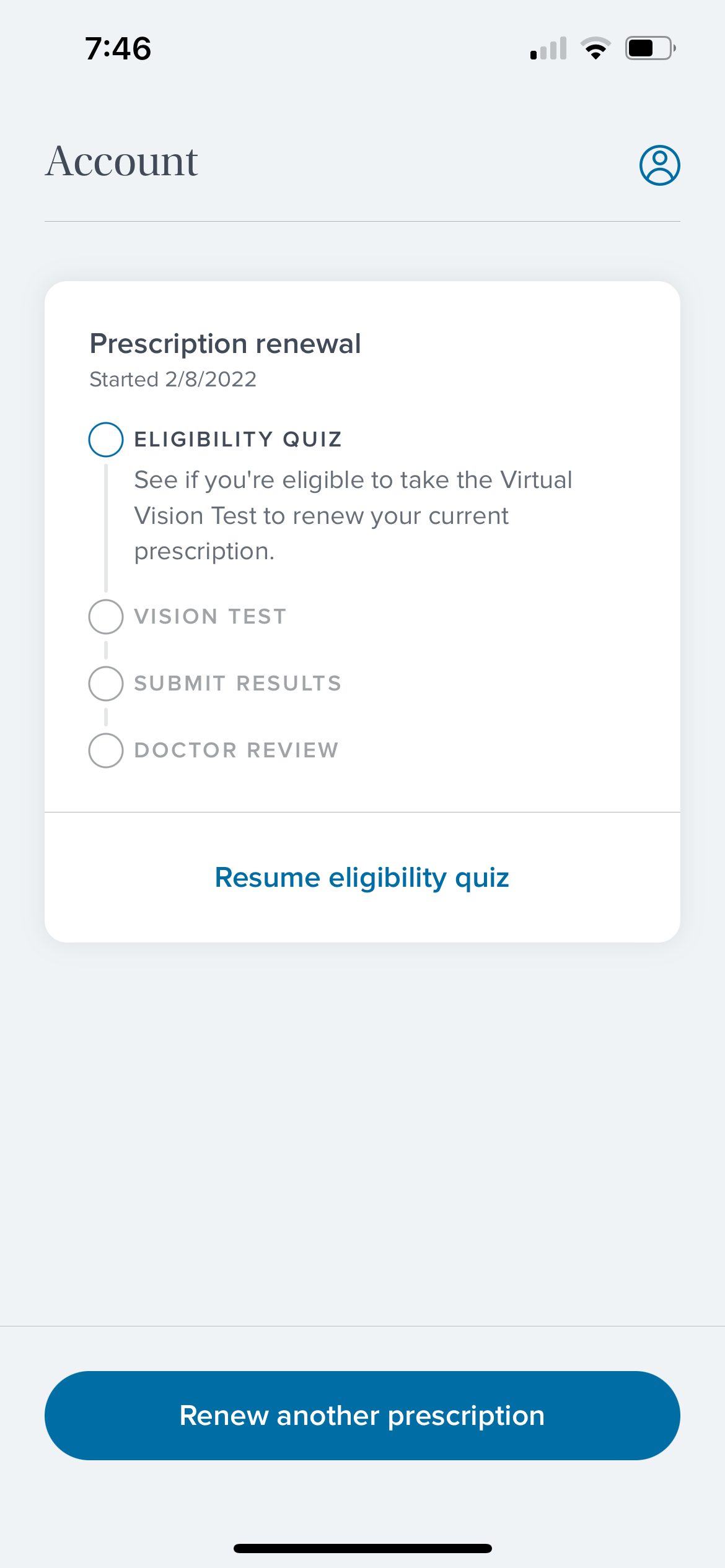 virtual vision test app profile