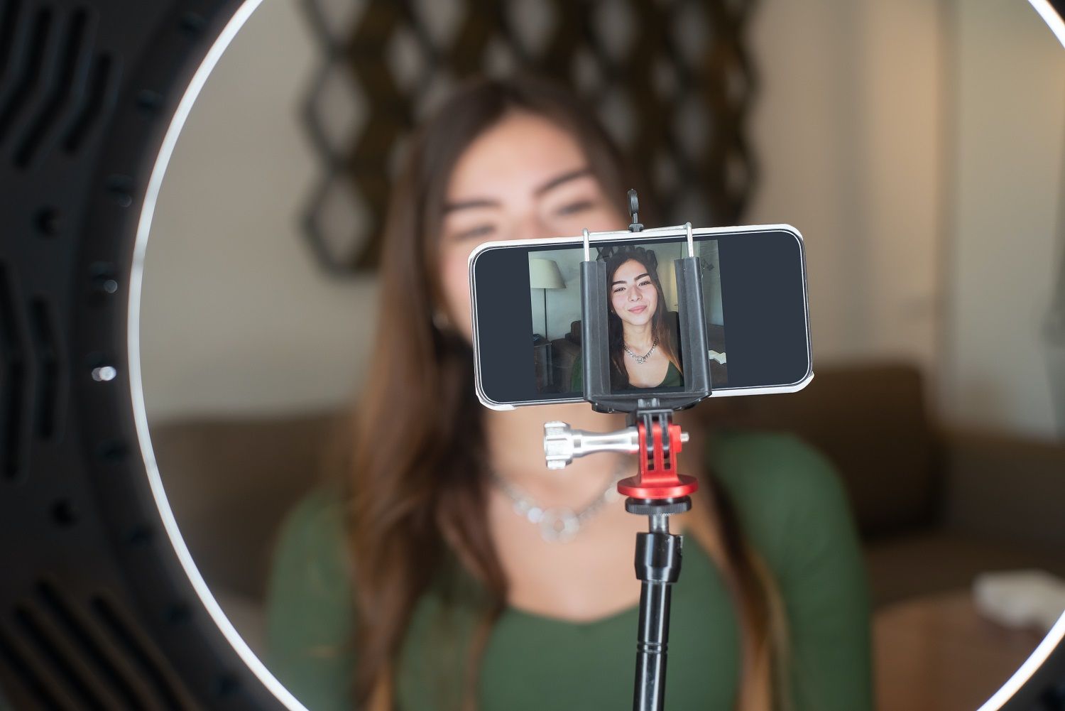 woman on phone screen