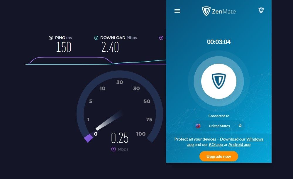 zenmate-vpn-speedtest-screenshot