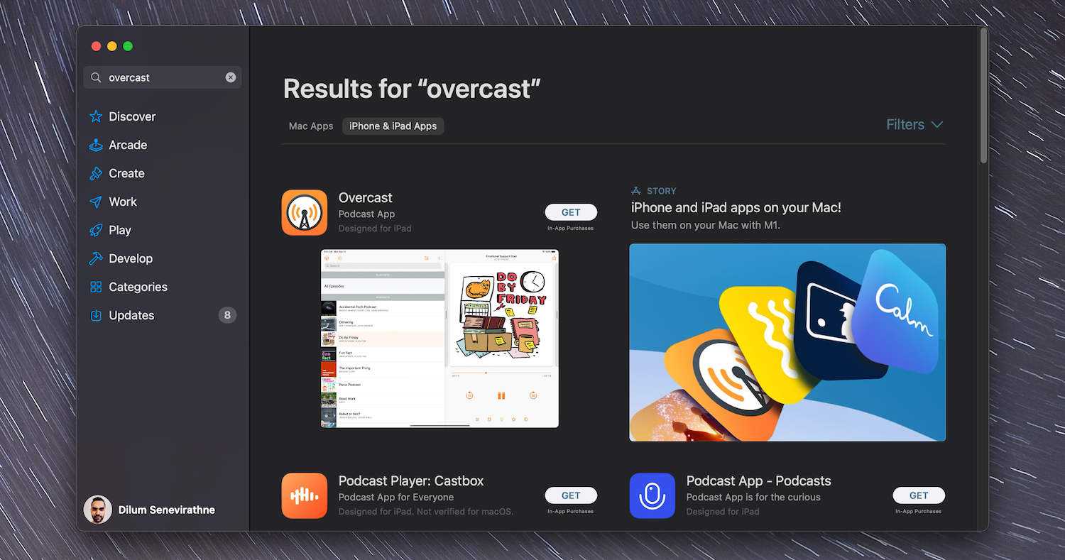 App Store for Mac showing iPhone and iPad apps.